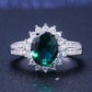 Zenat Green Oval Crystal Party Women's Ring