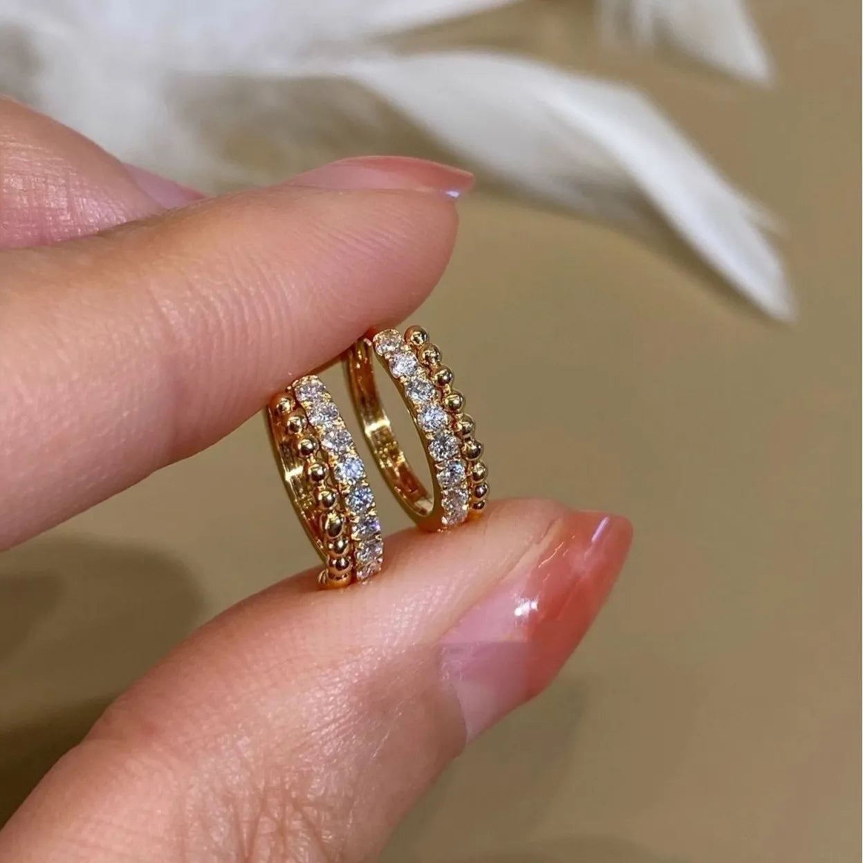 Zenat 925 Silver Gold Zircon Geometric Earrings – Luxury