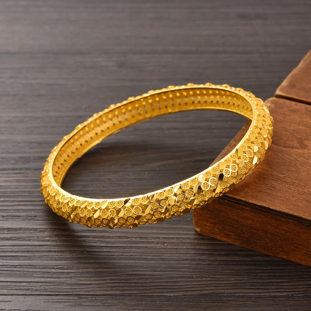 Bangrui 24K Dubai Gold Color Bangles Free Size