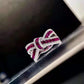 2025 New Elegant Red Corundum Ring with Extra Large Zircon Fashion Party Jewelry Flower Dove Egg Shining First