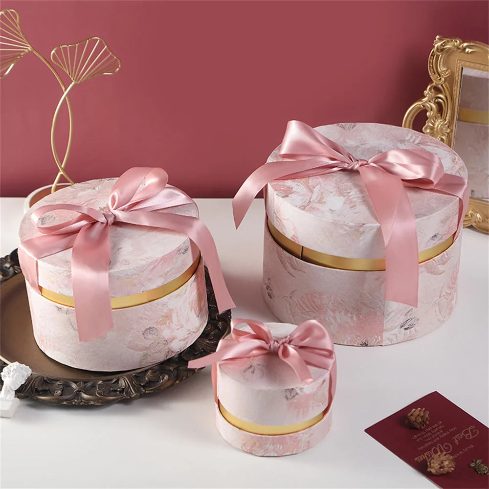 Candy Box With Bow Ribbon Round Gift Packaging Boxes
