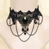 Zenat Gothic Black Lace Crystal Choker Necklace