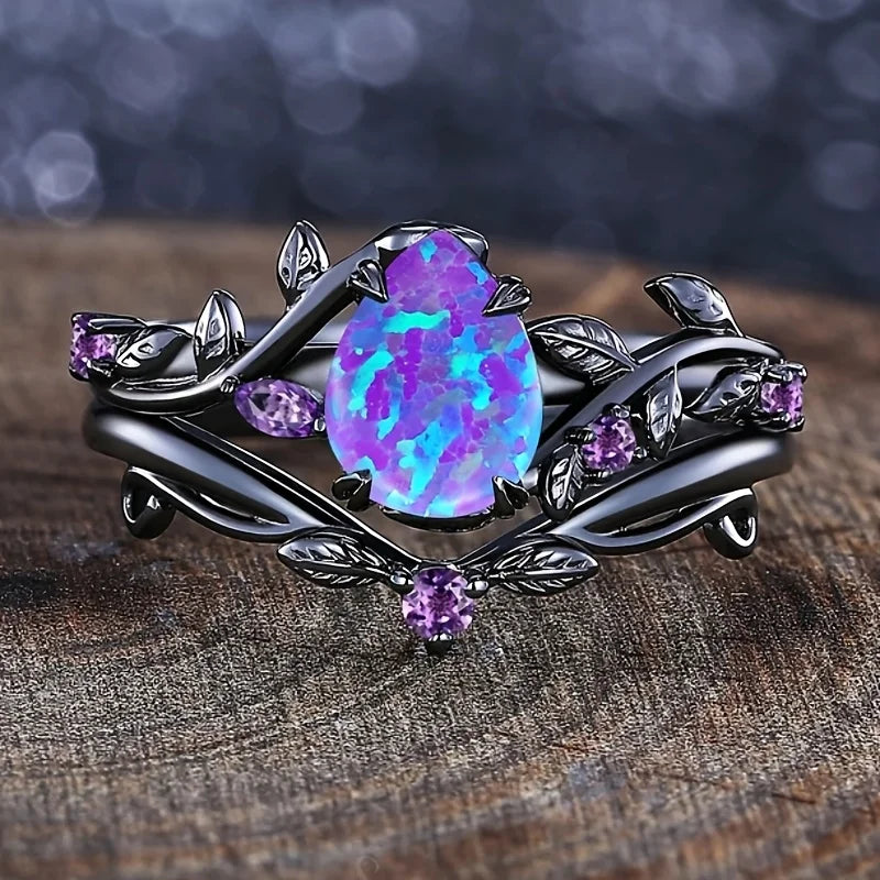 Zenat Opal Leaf Style Ring – Trendy Chic
