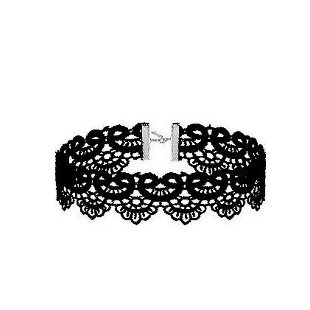 Zenat Neo-Gothic Black Lace Punk Choker Necklace