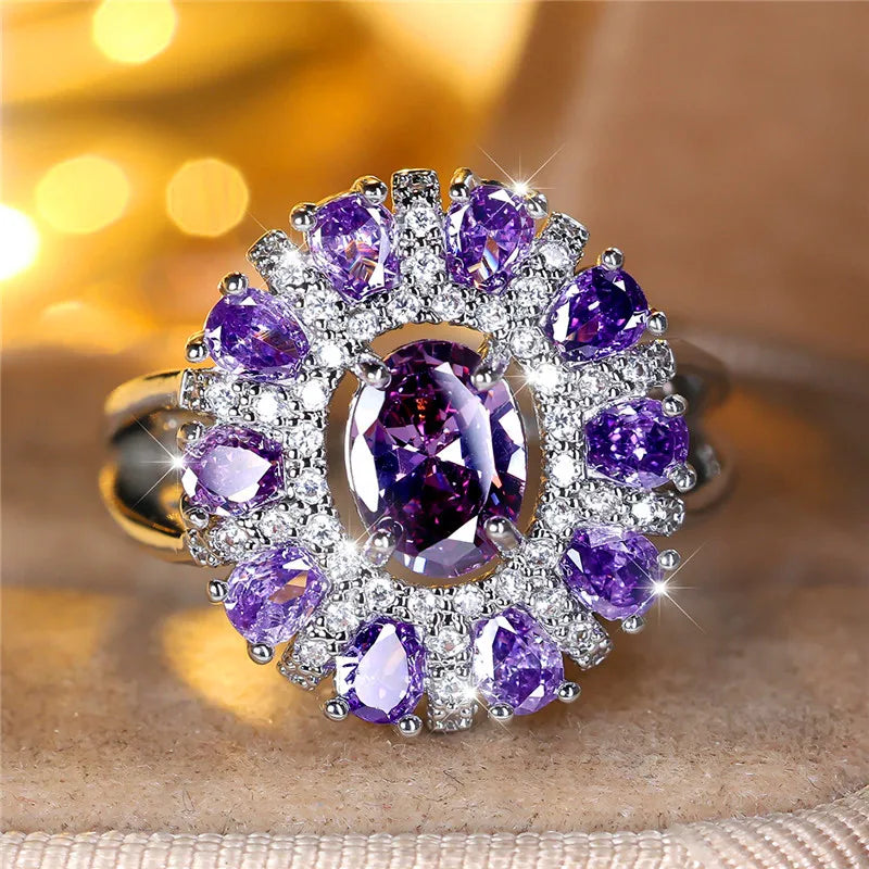 Zenat Charming Purple Flower Zircon