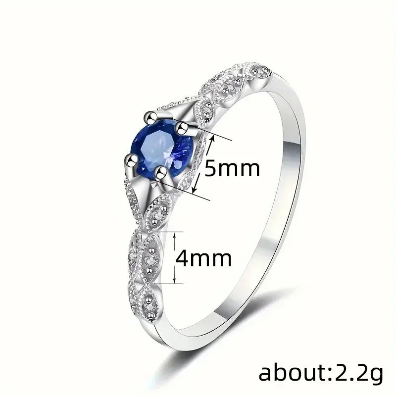 Zenat Blue Cube Zircon Elegant Ring