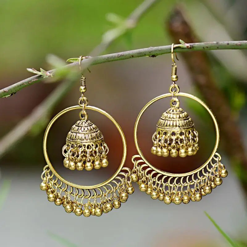 Zenat 2025 Retro Tassel Drop Jhumka Earrings