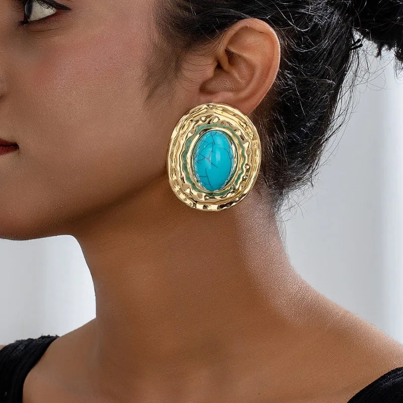 Zenat Round Geometric Stud Earrings – Women Party Gift