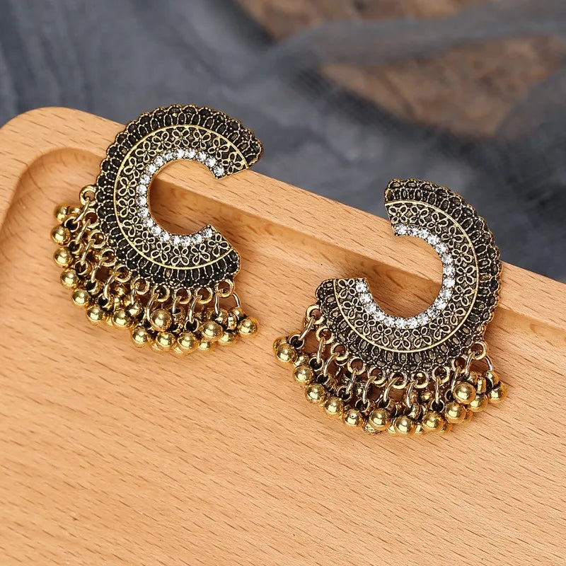 Zenat Colorful CZ Tassel Semicircle Jhumka