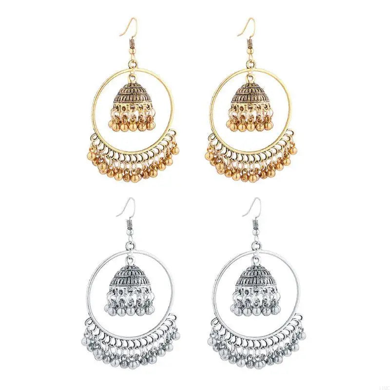 Zenat 2025 Retro Tassel Drop Jhumka Earrings