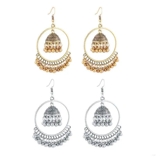 Zenat 2025 Retro Tassel Drop Jhumka Earrings