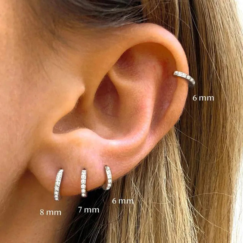 Zenat Rainbow Crystal Hoop Earrings – Minimal Small Huggie