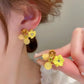 925 Silver Needle Green Flower Earrings For Women Korean Fashion Jewelry 2025 Trending Luxury Zircon Leaf Women's Stud Earrings