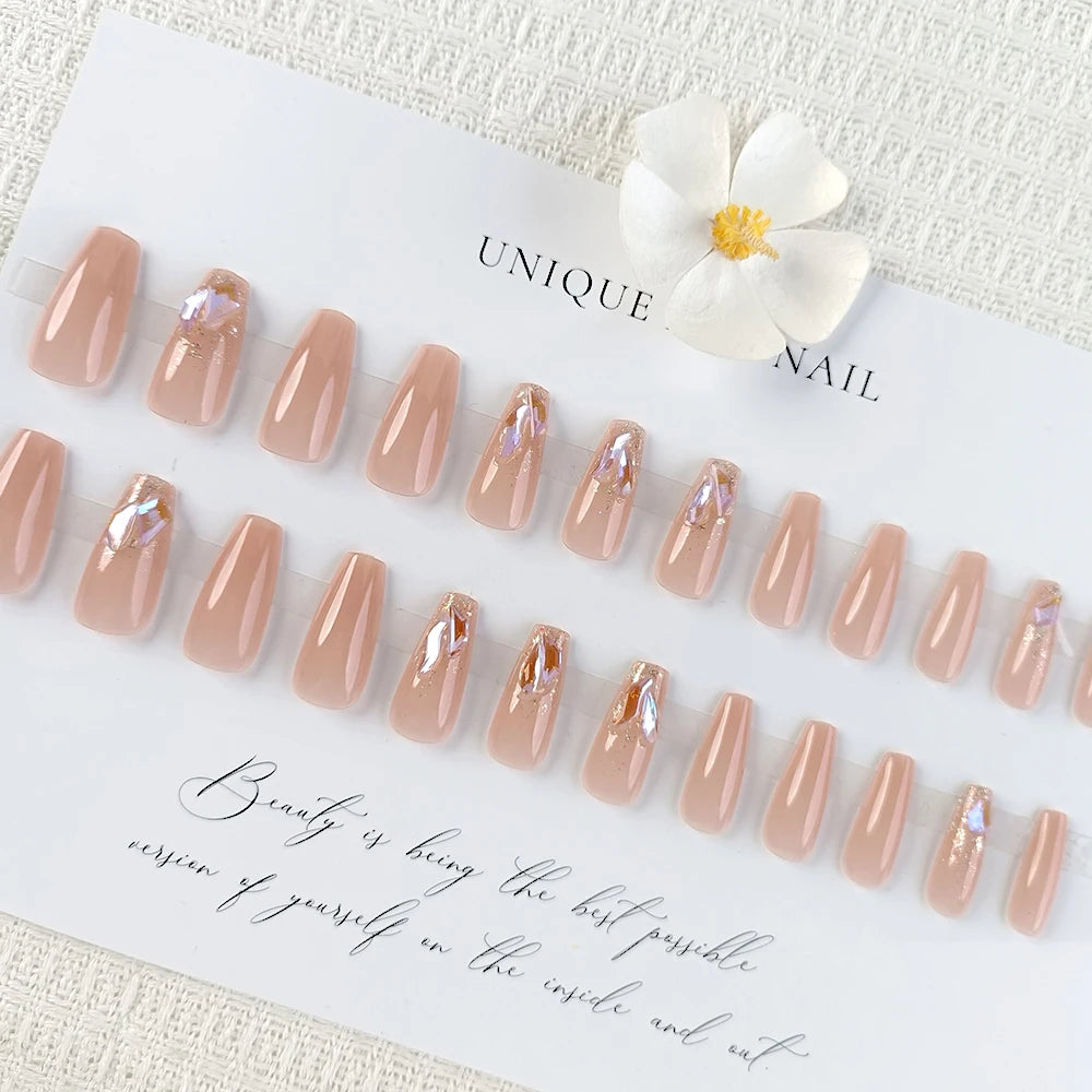 Zenat 24Pcs Short Coffin Press-On Nails
