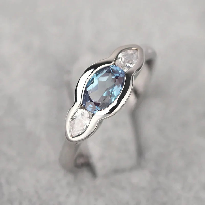 Zenat Sea Blue Cubic Zirconia Women’s Ring
