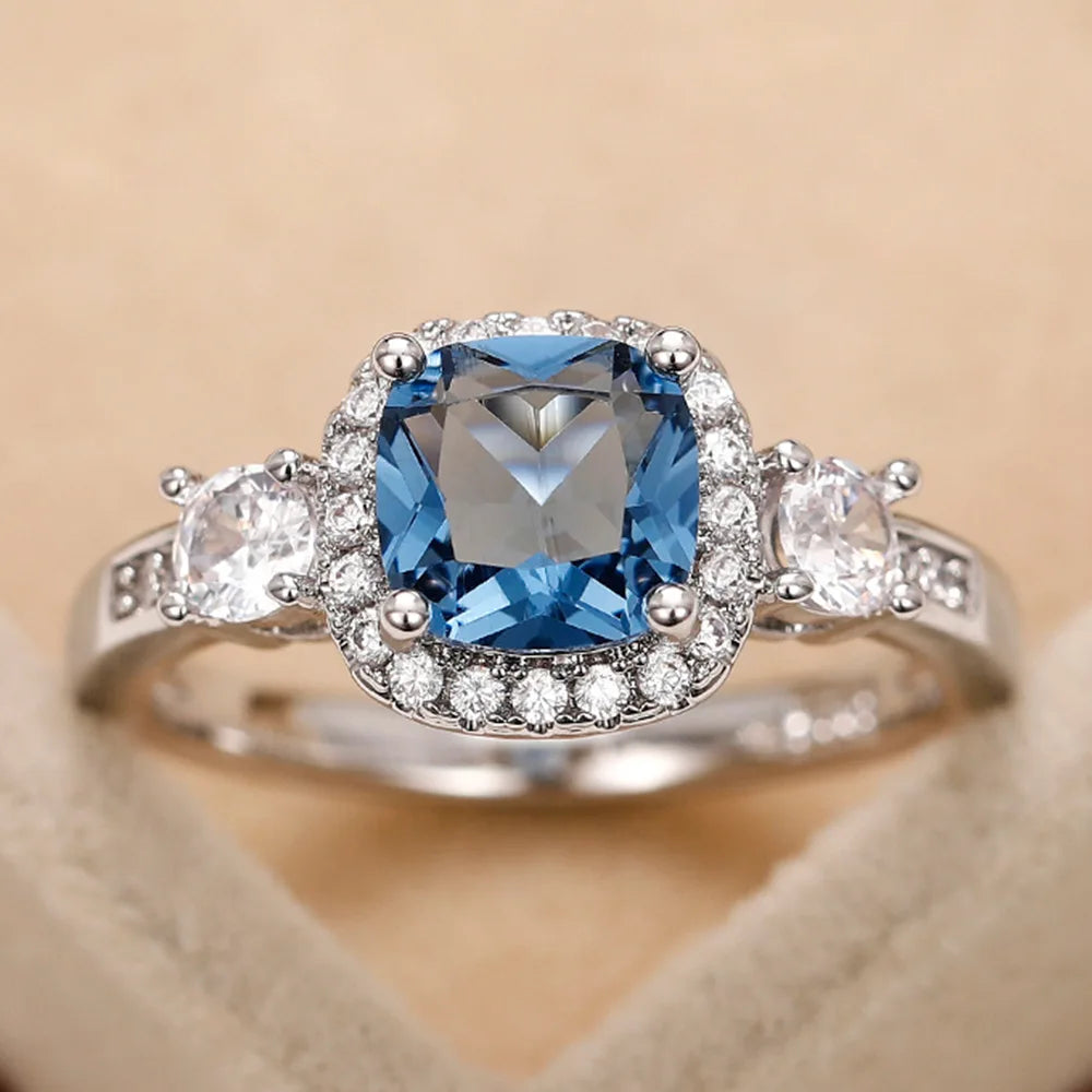 Zenat Sea Blue Cubic Zirconia Women’s Ring