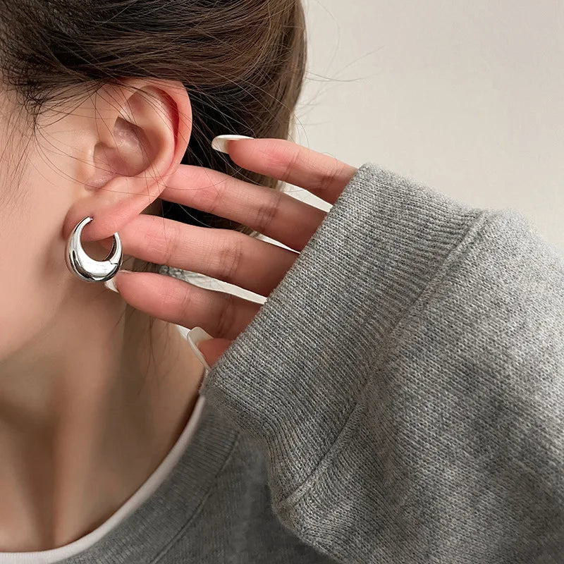 Zenat 925 Silver Round Hoop Earrings – Trendy Vintage