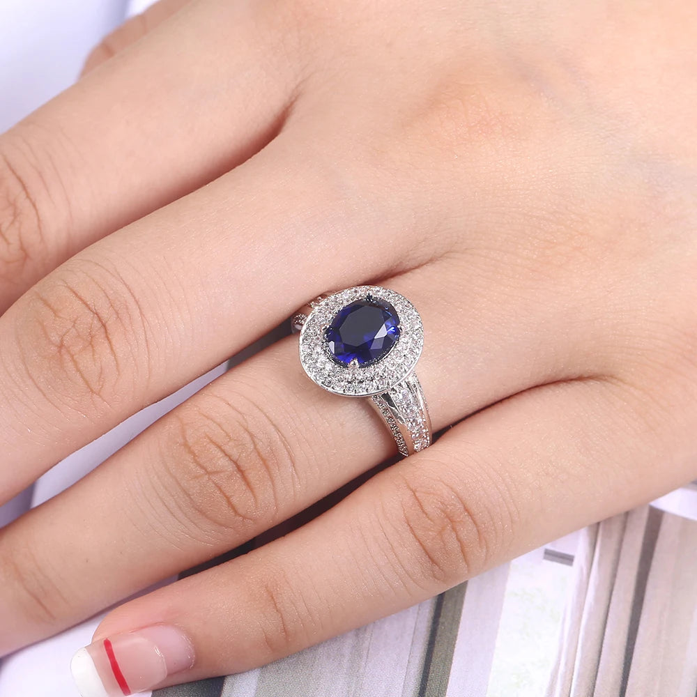 Zenat Luxury Prong Rings – Deep Blue Zircon