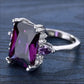 Zenat Purple Cubic Zirconia Square Crystal Ring