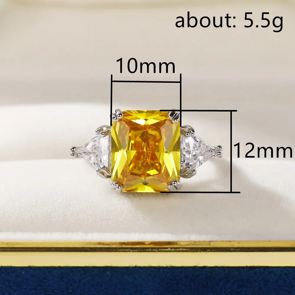 Zenat Yellow Cubic Zirconia Silver Color Ring