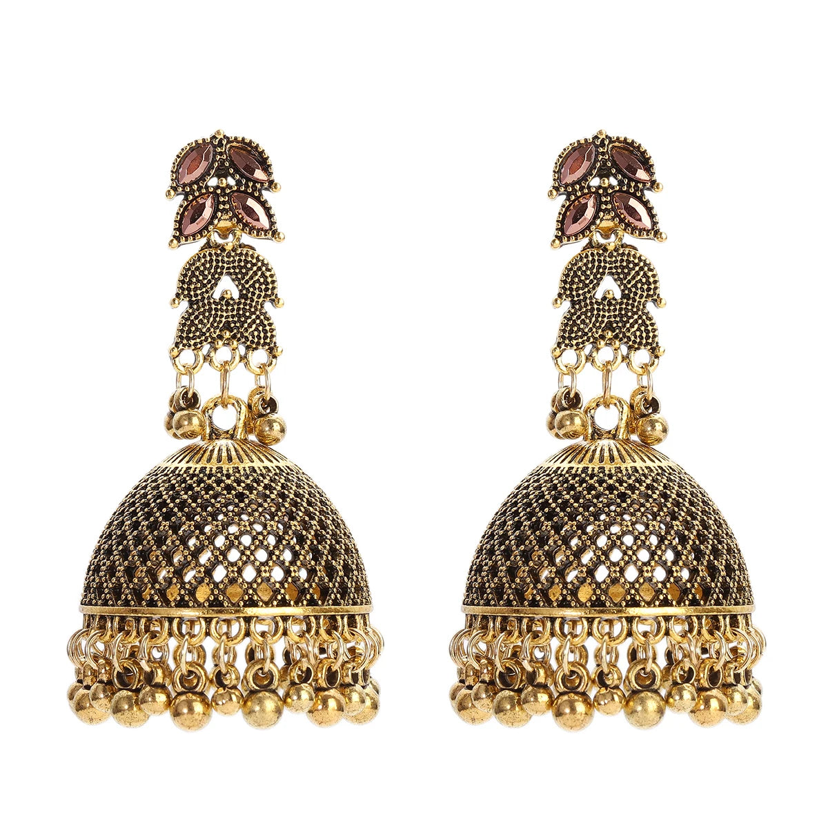 Zenat Big Gold Retro Bell Jhumka Earrings