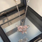 Fashion Trend Unique Design Elegant Delicate Light Luxury Green Zircon Necklace Women Jewelry Party Premium Stud Earrings Gift