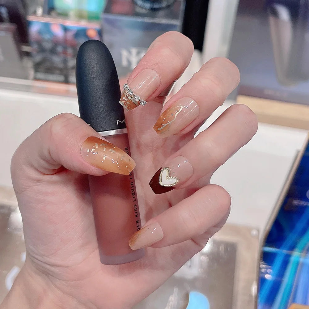Zenat 24Pcs Short Coffin Press-On Nails