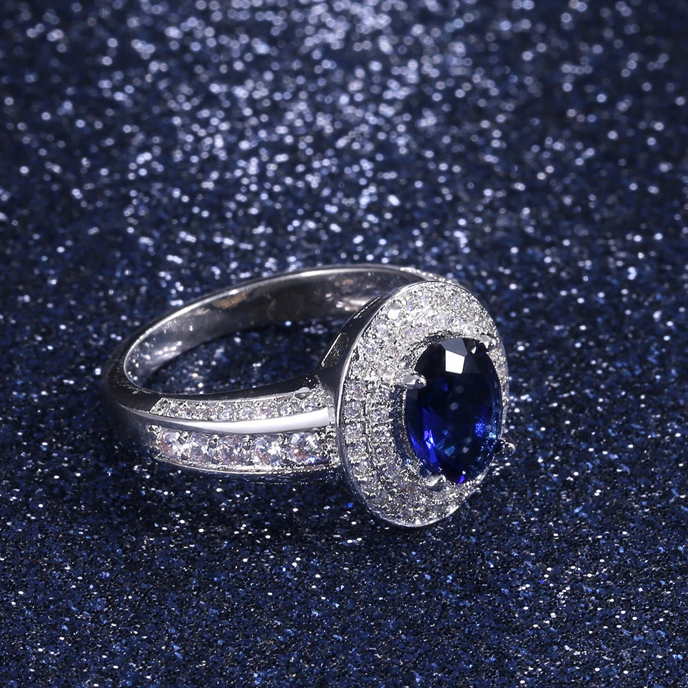 Zenat Luxury Prong Rings – Deep Blue Zircon