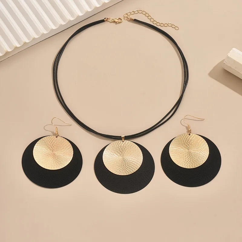 Zenat 3PC Earrings & Necklace Set – Geometric Jewelry