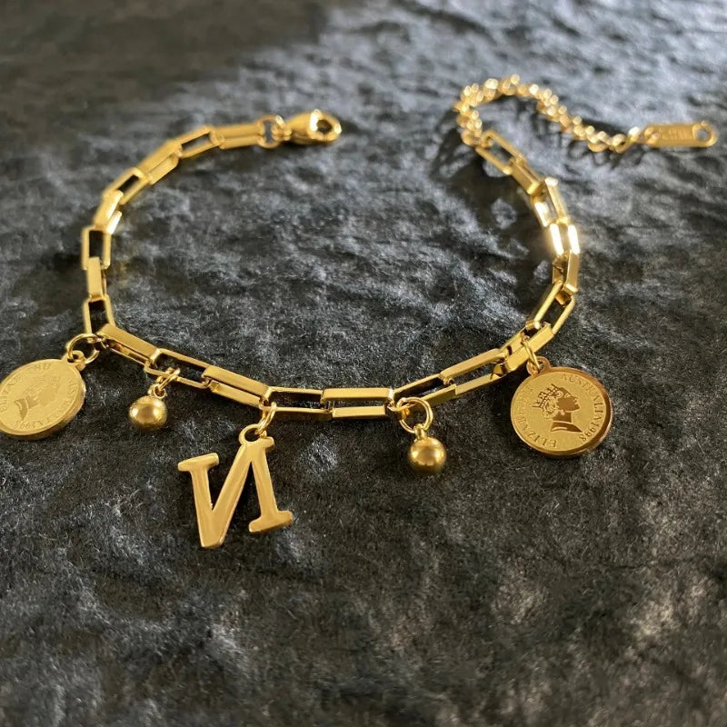 Named Letters 18K Gold-plated Stainless Steel Bracelet