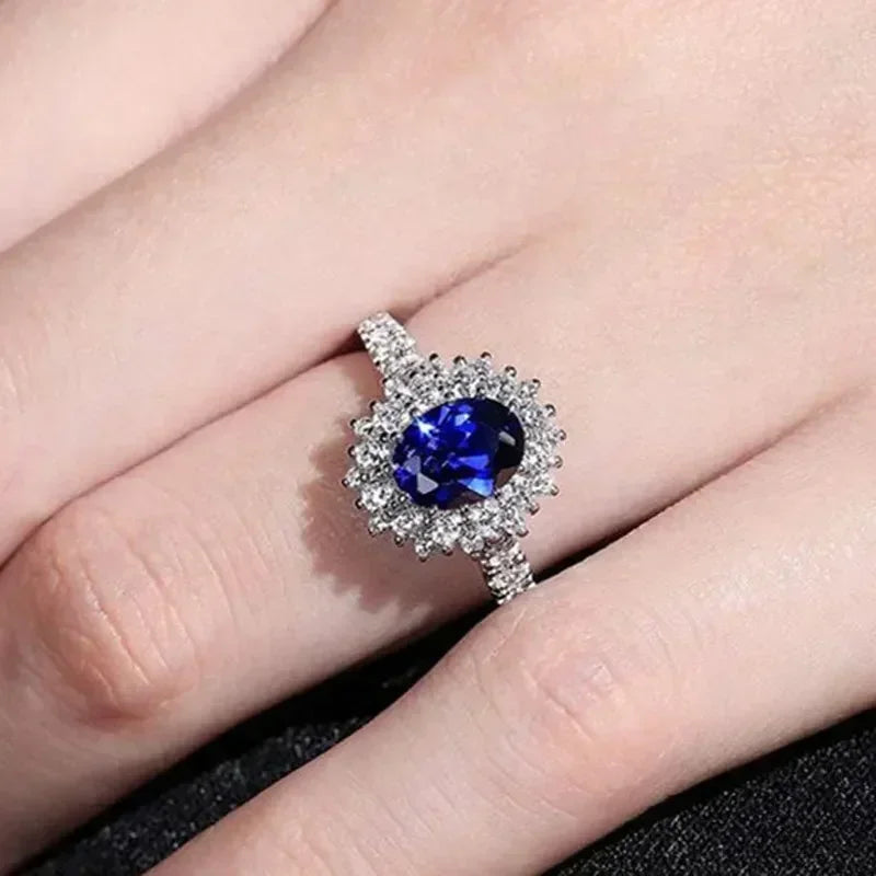 Zenat Blue Cube Zircon Elegant Ring