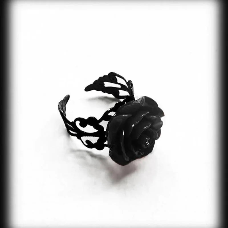 Zenat Punk Gothic Red Rose Adjustable Ring