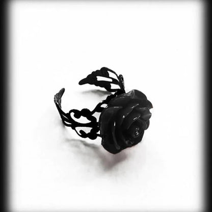 Zenat Punk Gothic Red Rose Adjustable Ring