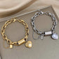 Lobster Heart Lock Stainless Steel Bracelet Gold Plated