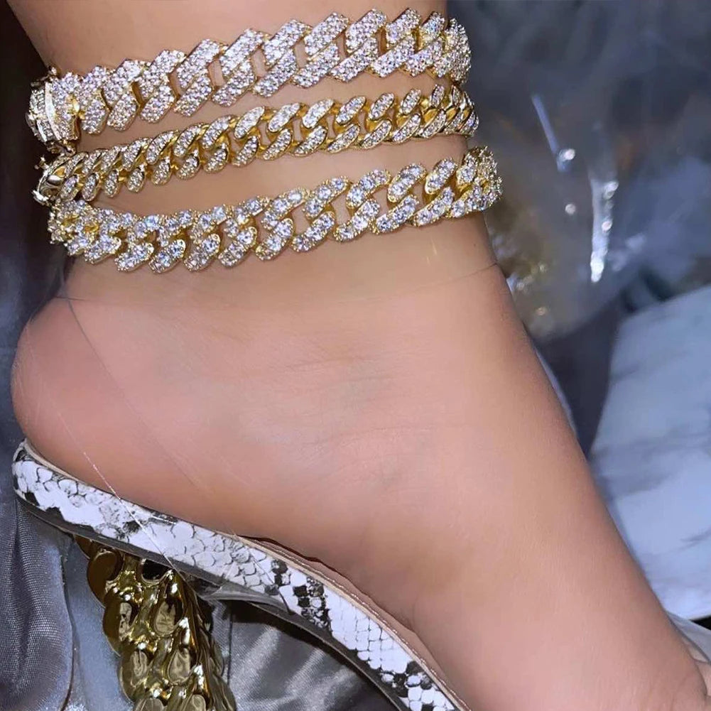 Zenat Iced Out Chunky Cuban Anklet for Women