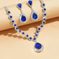 Minimalist Water drops Jewelry Set for Women Crystal Necklace Bracelet Earrings Set Gift Banquet Wedding Anniversary Accessories