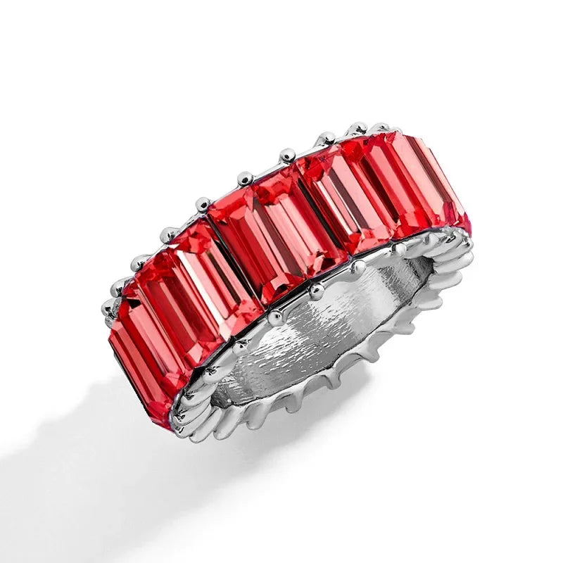 Fashion Luxury Multicolor Charm Zircon Wedding Rings for Women Round Square Stone Party Ring Jewelry