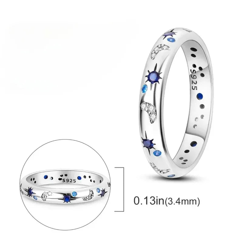 Zenat Celestial Blue Moon Sun Crystal Ring