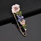 Zenat Rhinestone Flower & Leaf Lapel Pin Brooches