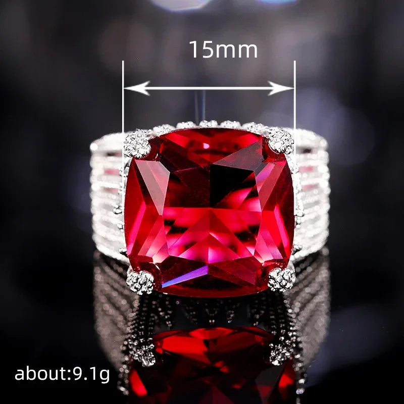 Zenat American Red Cubic Zirconia Ring