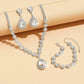 Minimalist Water drops Jewelry Set for Women Crystal Necklace Bracelet Earrings Set Gift Banquet Wedding Anniversary Accessories