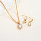Zenat 3 Pcs Heart Pendant Jewelry Set Of Earring Pendant Necklace