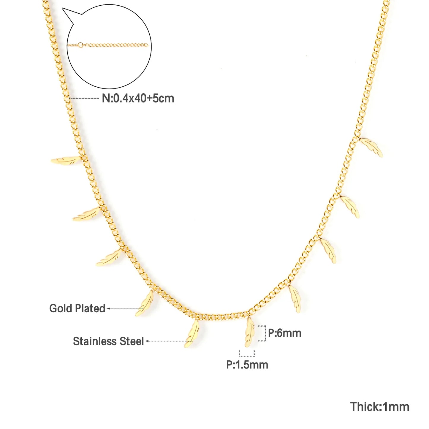 Zenat Golden Chains Necklaces Star Heart Stainless Steel