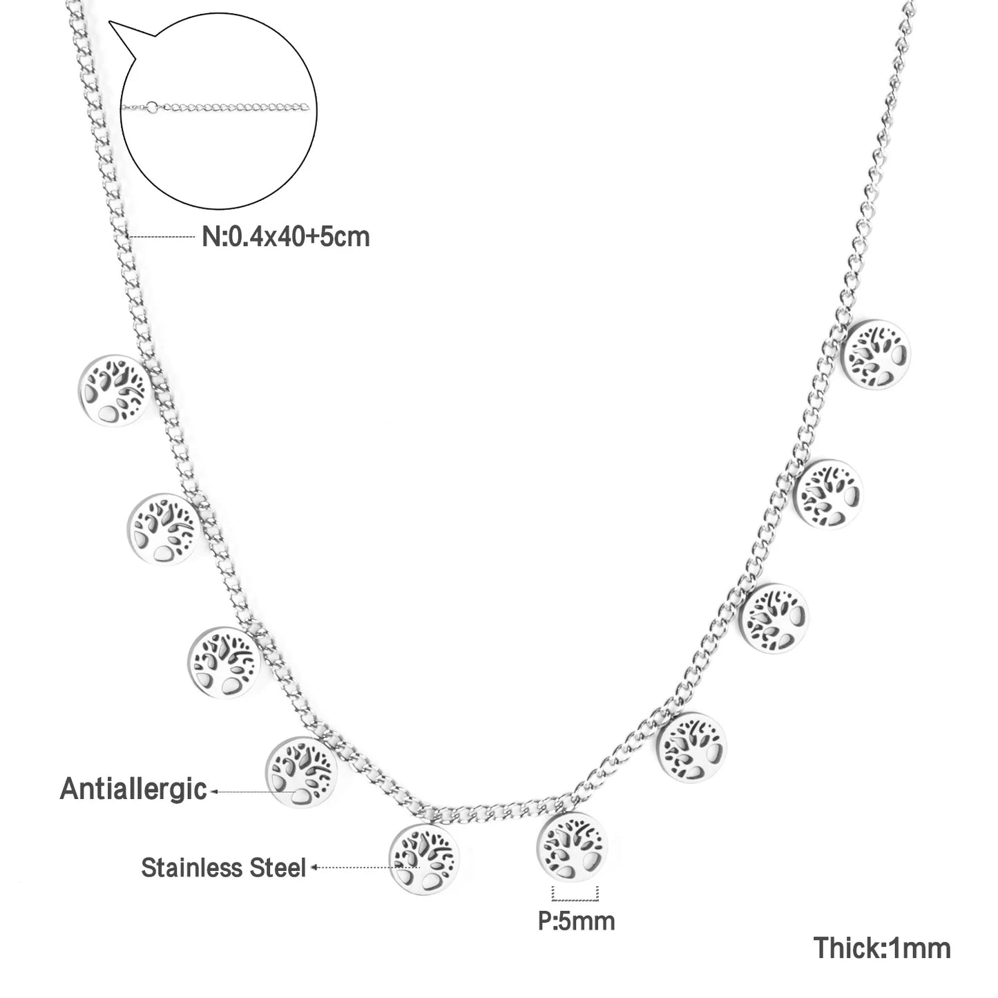 Zenat Golden Chains Necklaces Star Heart Stainless Steel