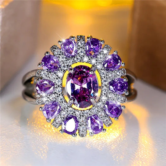 Zenat Charming Purple Flower Zircon