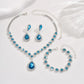 Minimalist Water drops Jewelry Set for Women Crystal Necklace Bracelet Earrings Set Gift Banquet Wedding Anniversary Accessories