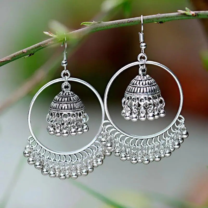 Zenat 2025 Retro Tassel Drop Jhumka Earrings