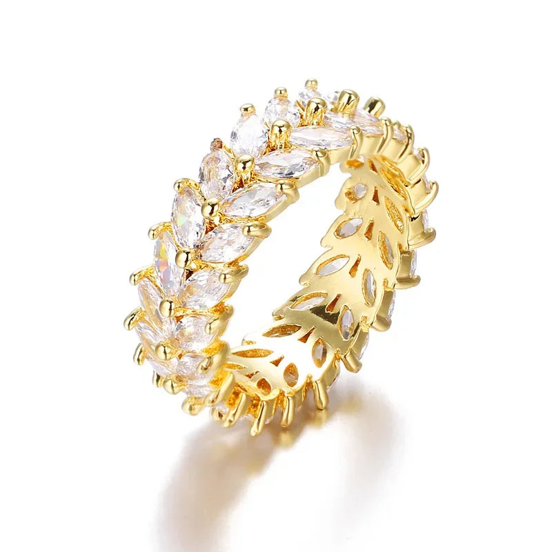 Luxury Female White Crystal Stone  Ring Irregular Zirconia Wedding Rings for Women Trendy Geometric Zircon Engagement Ring