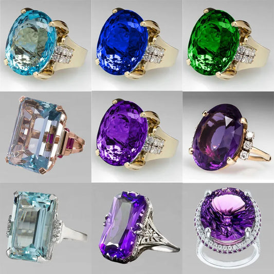 Zenat Oval Crystal Wedding Engagement Ring