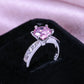 Zenat Pink Sparkling Zircon Princess Square Ring
